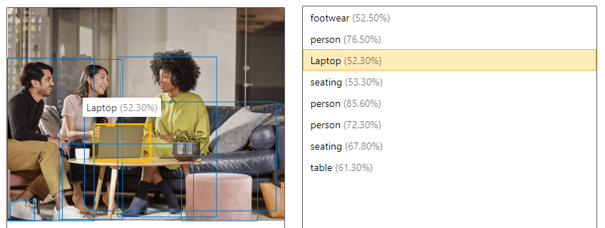 An image of an office with a rectangle drawn around a laptop