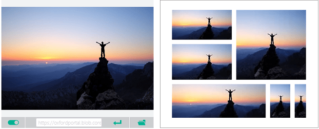 An image of a person on a mountain, with cropped versions to the right