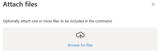 Screenshot of attaching files to the Azure portal Run command.
