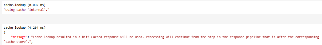 Screenshot of cache-lookup when testing an API in the portal.