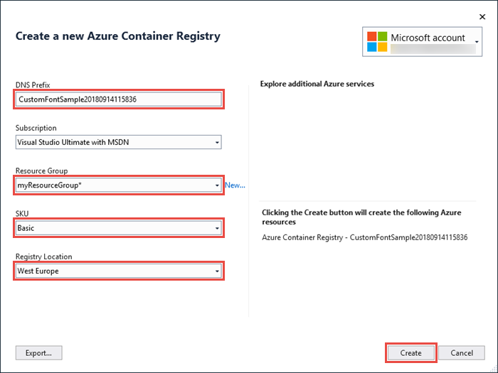 Screenshot of the Create a new Azure Container Registry page.