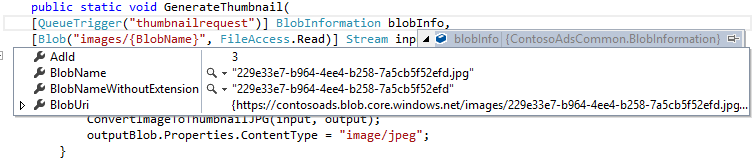 blobInfo object in debugger