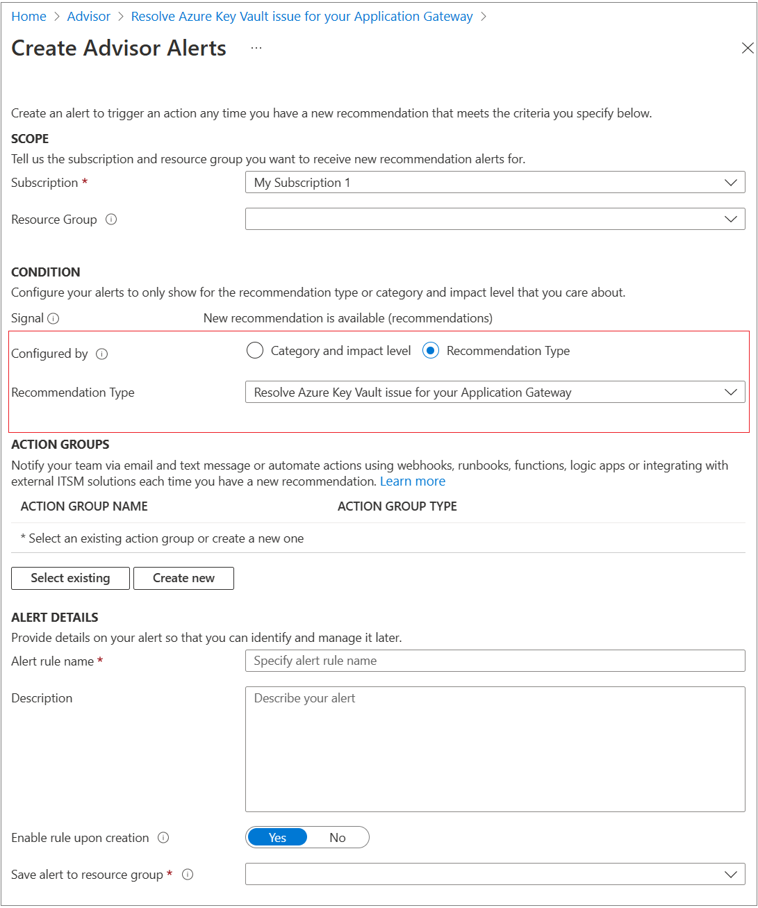 Diagram that shows steps for Advisor alert.