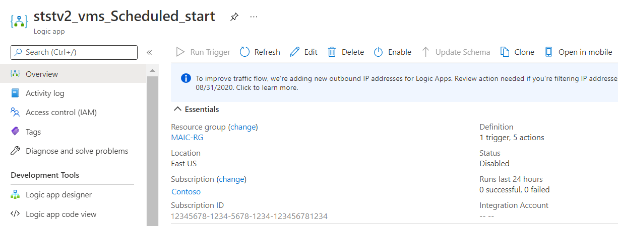 Select the Clone option to duplicate a logic app