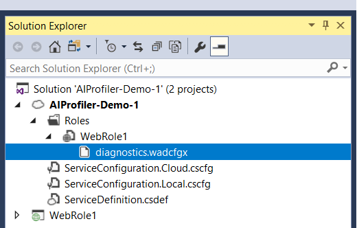 Location of the diagnostics config file