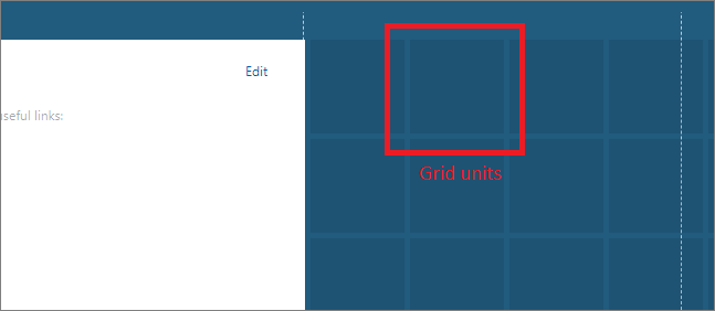 Screenshot showing the grid units for a dashboard in the Azure portal.