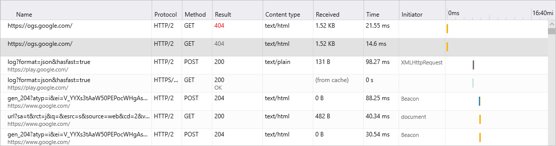 Screenshot showing session output in Edge.