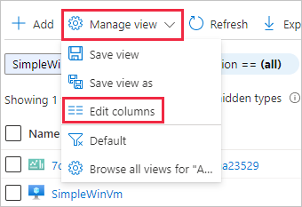 Edit columns shown in view