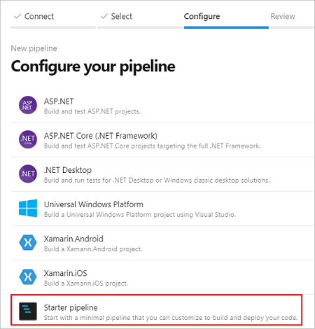 Screenshot of selecting pipeline.