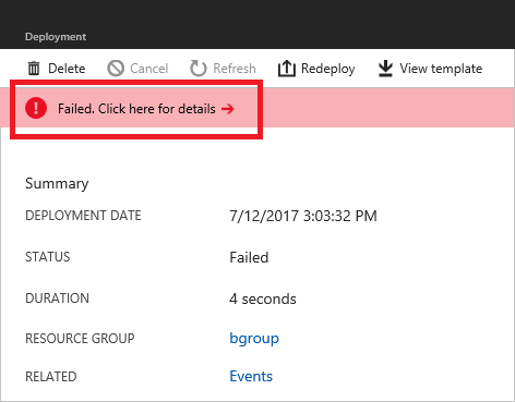 deployment failed