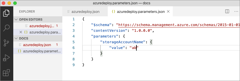 Screenshot showing an invalidated template due to parameter file issue.