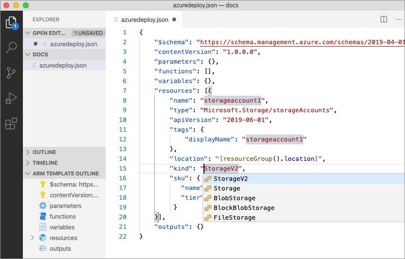 Screenshot showing how the tab key can be used to navigate through resource configuration.