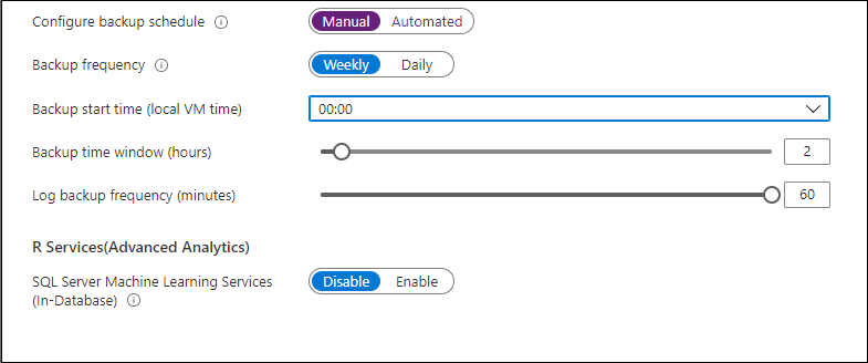 Screenshot of selecting manual to configure your own backup schedule.