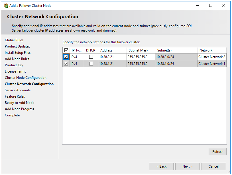 Screenshot that enters the secondary IP address in the subnet of the second SQL Server VM subnet.