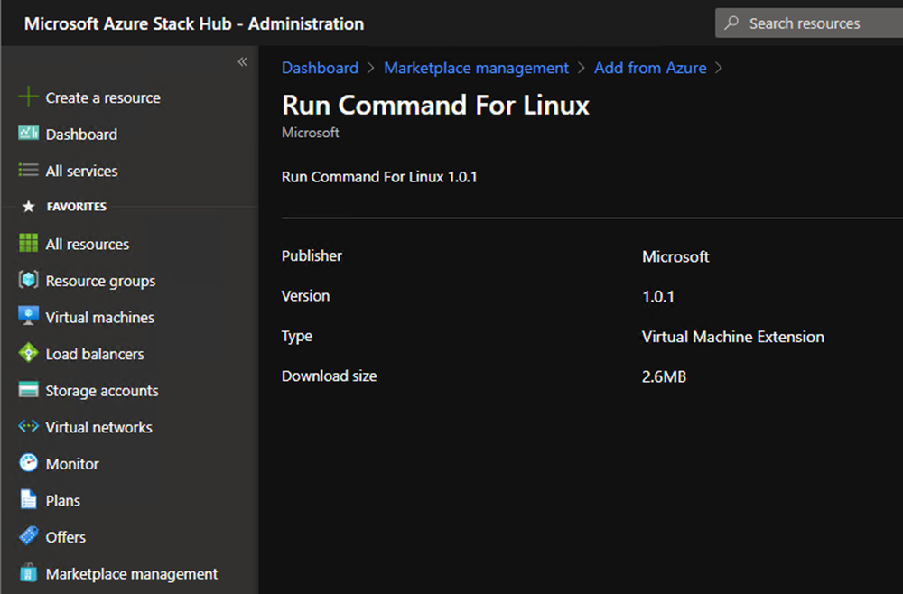 Screenshot of portal showing the run command for Linux.