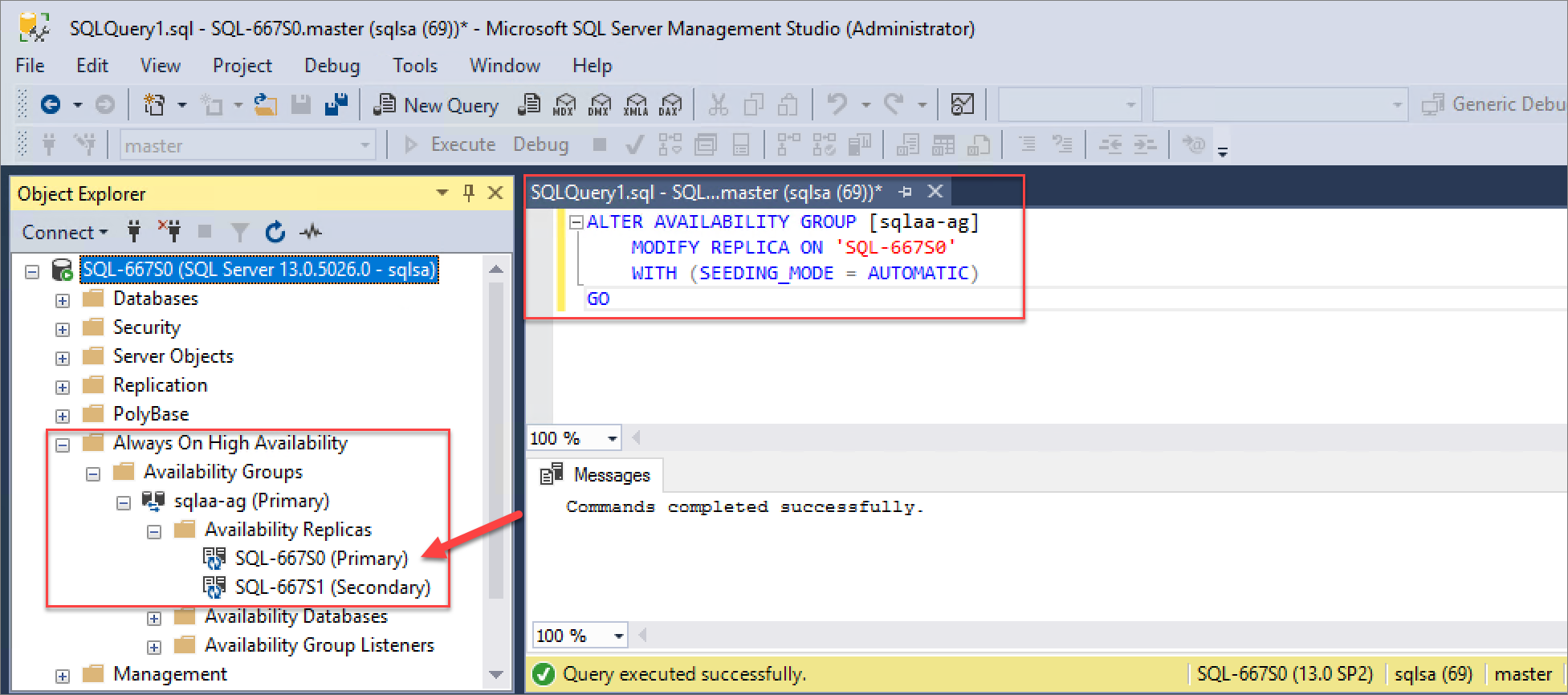 Primary SQL instance script