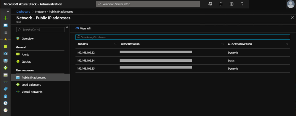 Tenant public IP addresses in Azure Stack Hub administrator portal