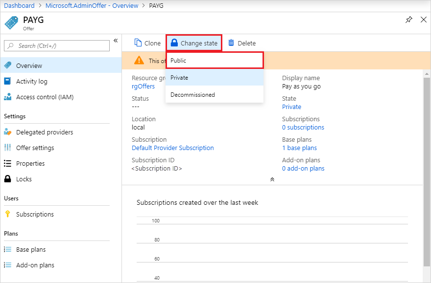 Public state in Azure Stack Hub administration portal