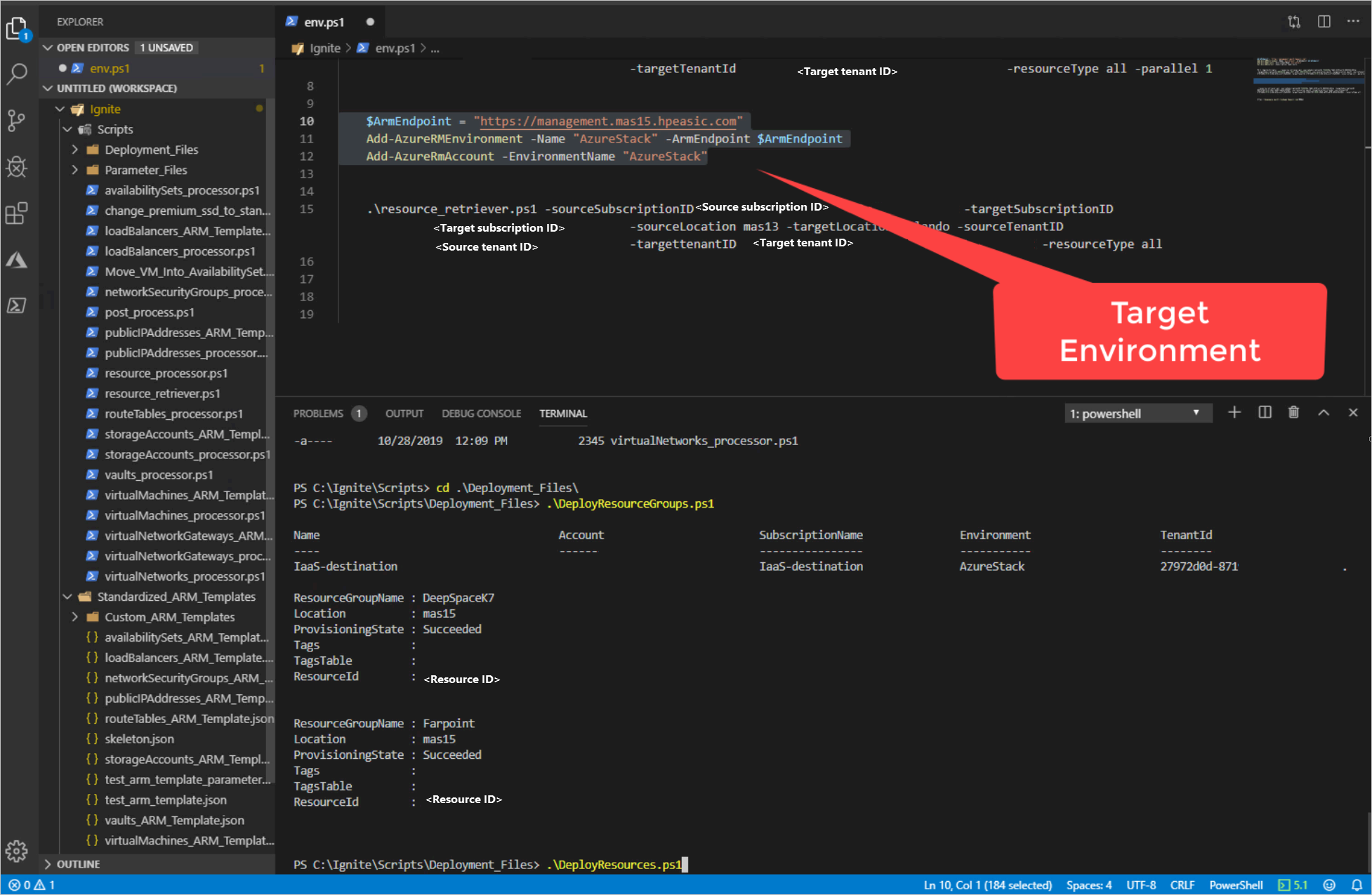 Configure and start the deployment