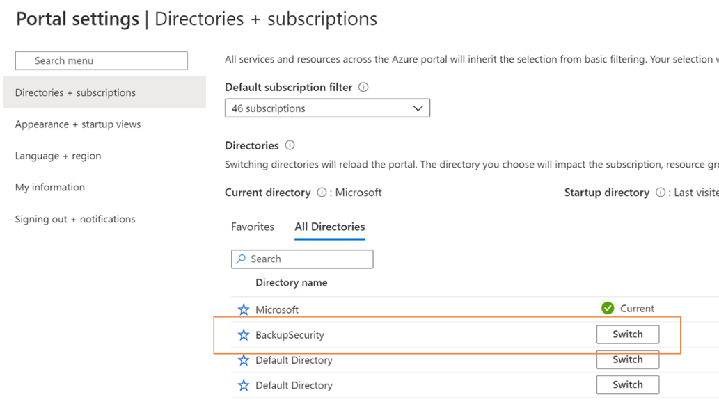 Screenshot showing the portal settings.