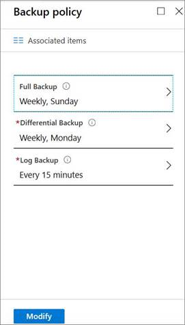 Screenshot that shows where to select the backup frequency.