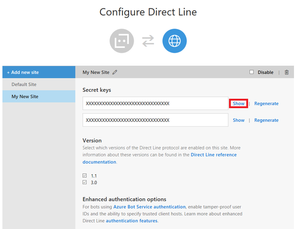 Show Direct Line keys