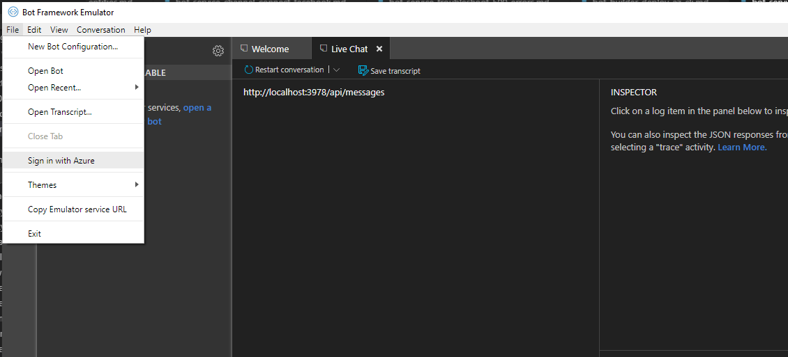 Emulator sign in with Azure