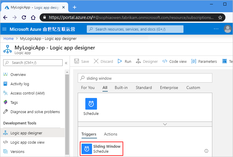 Select "Sliding Window" trigger