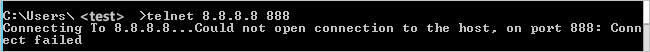 Screenshot showing &quot;Could not open connection to the host on port 888&quot; error message.