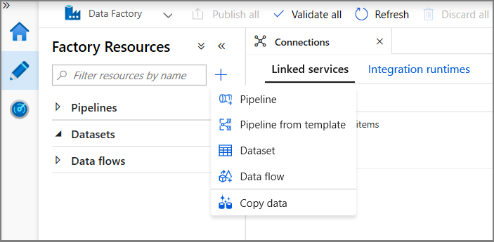 New Dataset menu