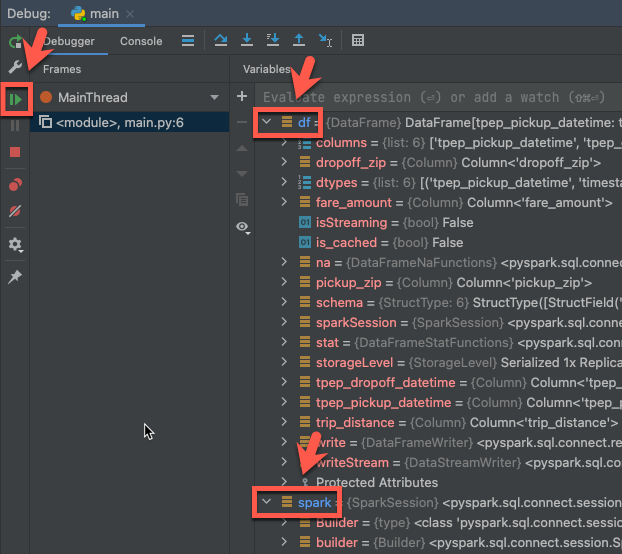 Debug the PyCharm project