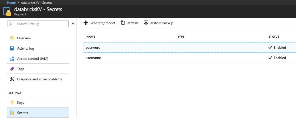 Add secrets to Azure Key Vault