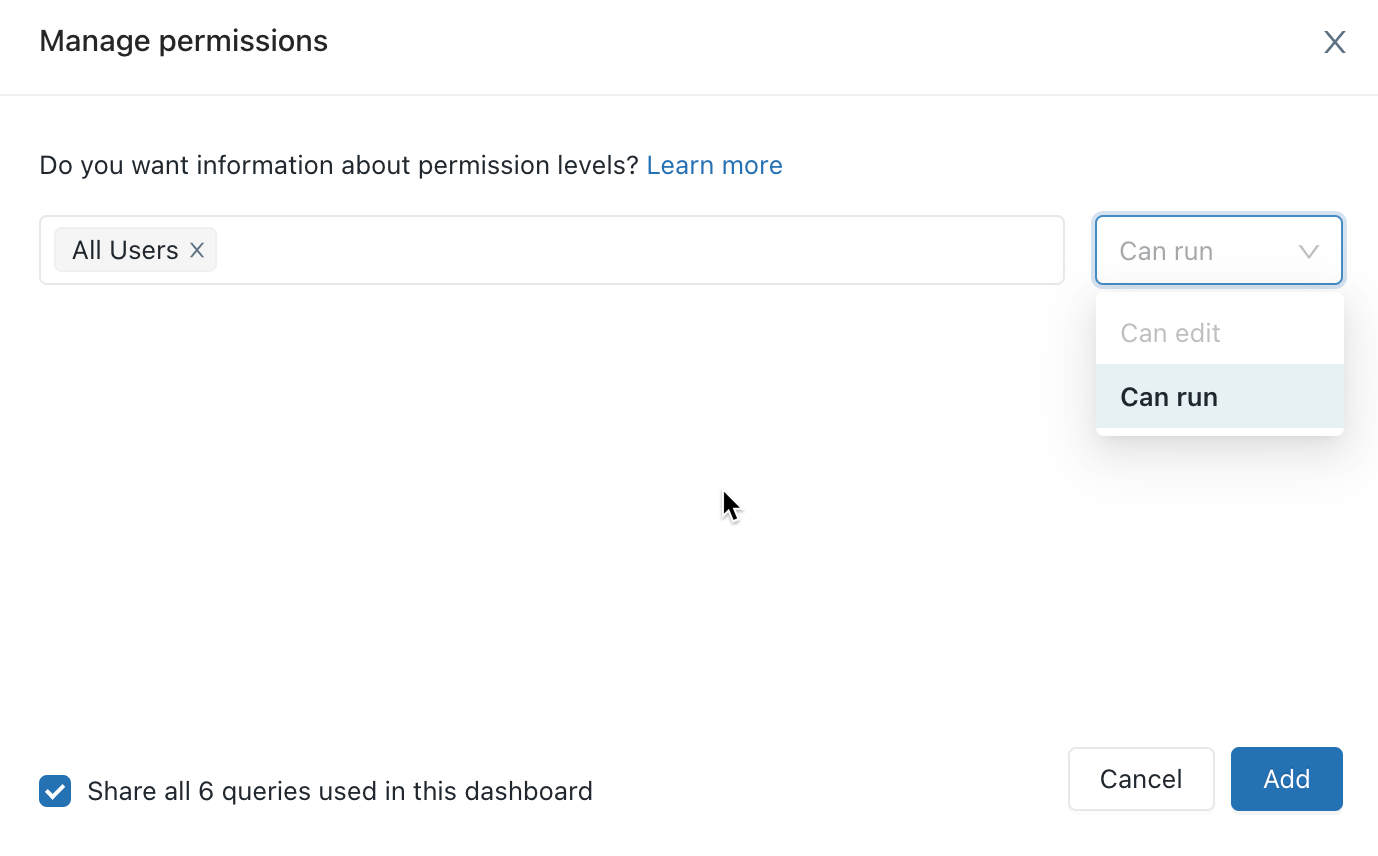 Share dashboard permissions