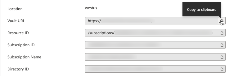 Azure Key Vault properties