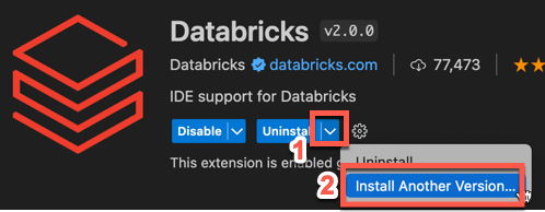 Install another version of the extension