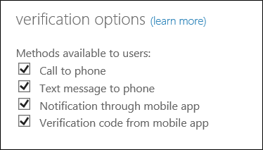 Select the verification methods