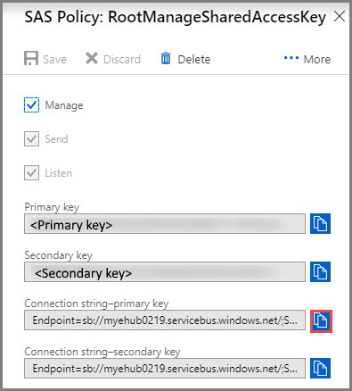 Event Hubs - get connection string