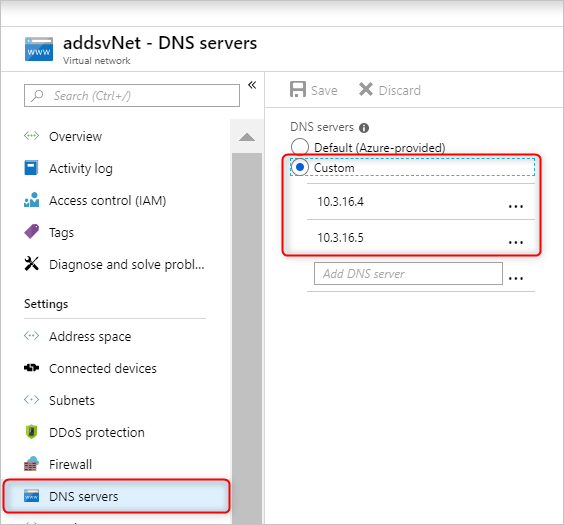 Updating the virtual network DNS configuration.