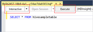 Interactive mode, Hive ad-hoc query, HDInsight cluster, Visual Studio.