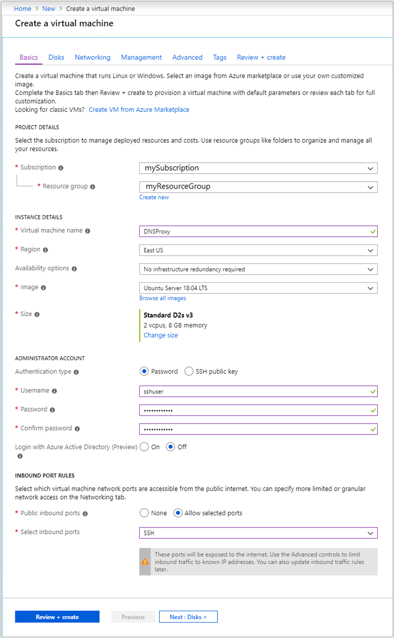 Virtual machine basic configuration