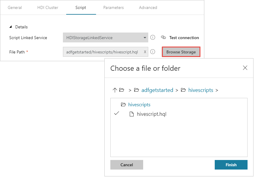 Provide Hive script details for the pipeline.