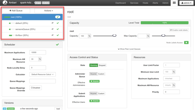 YARN Queue Manager details page.