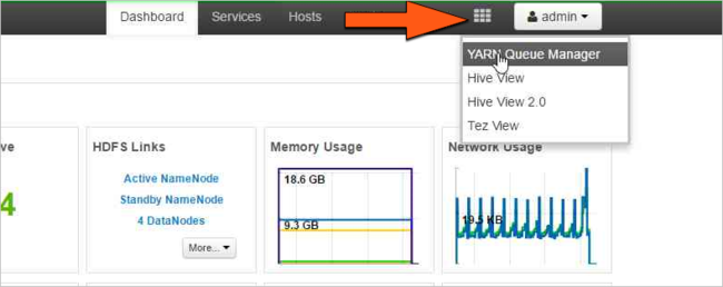 Apache Ambari dashboard YARN Queue Manager.