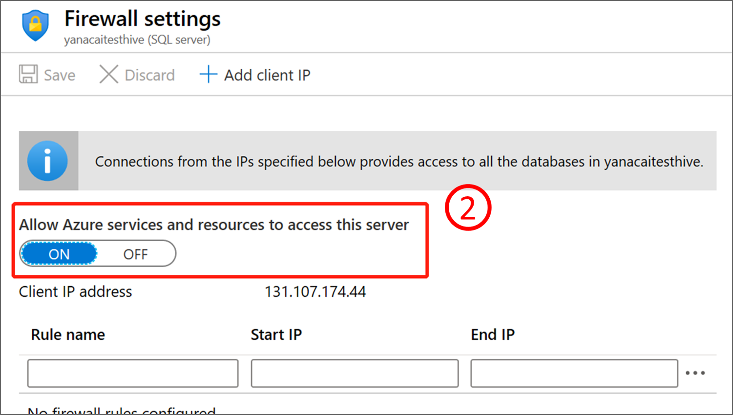 allow Azure services access.