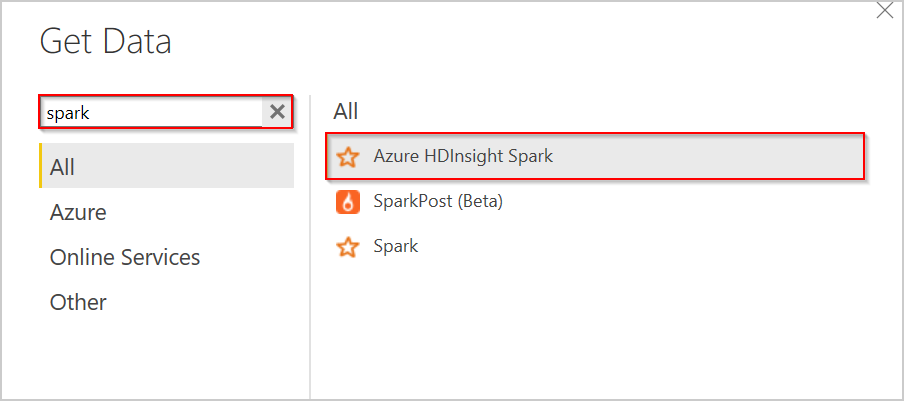 Get data into Power BI from Apache Spark BI