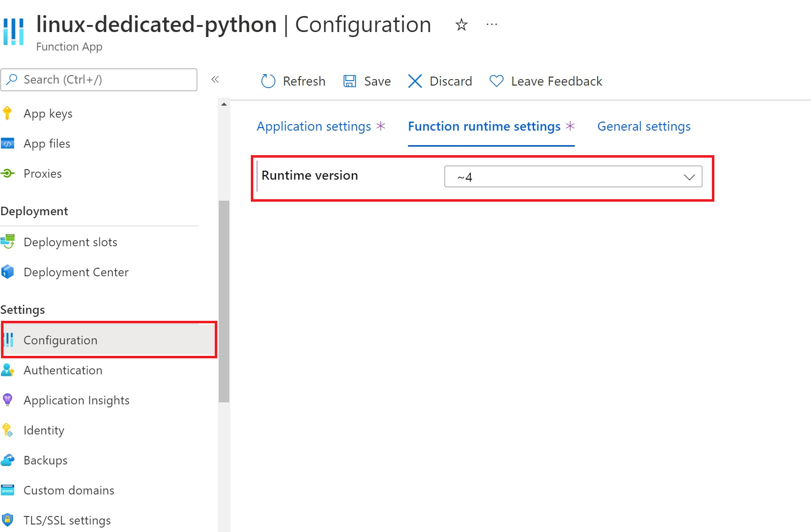 Screenshot showing how to view the runtime version.