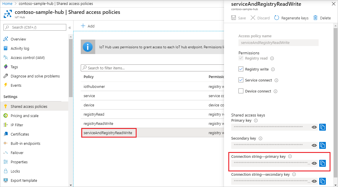 Screen capture that shows how to retrieve the connection string