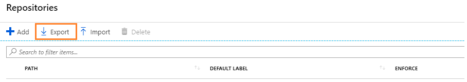 Exporting data repository settings for the scanner