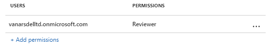 Protection pane showing the permissions configuration for an Azure Information Protection label