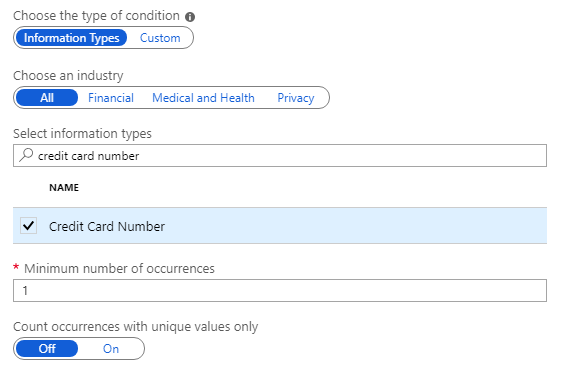 Azure Information Protection tutorial - configure credit card condition